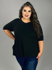 SALE!! 42 SSS {Once More For Style} Black V-Neck Top EXTENDED PLUS SIZE 3X 4X 5X