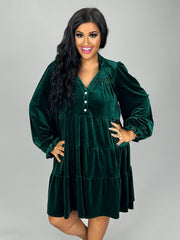 14 SLS-G {Forever Love} Umgee Evergreen Velvet Tiered Dress PLUS SIZE XL 1X 2X