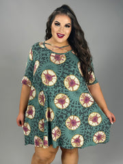 SALE!! 57 PSS-C {Feeling Superior} Teal Criss Cross Tie Dye Dress  EXTENDED PLUS SIZE 3X 4X 5X