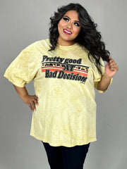 SALE!! 31 GT {Pretty Good At Bad Decisions} Blasted Yellow Graphic Tee PLUS SIZE 3X