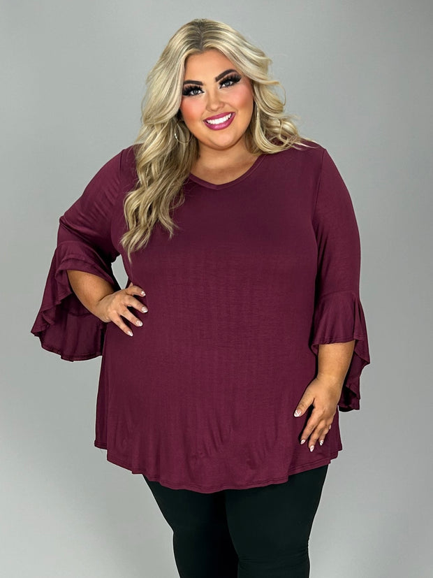 37 SQ {Saving For You} Wine V-Neck Top EXTENDED PLUS SIZE 4X 5X 6X