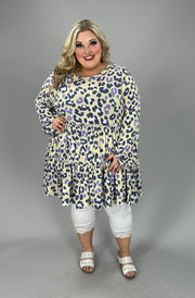 51 PLS  {Still Smiling} Yellow Purple Leopard Tiered Top EXTENDED PLUS SIZE 3X 4X 5X