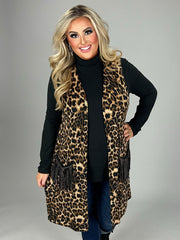 56 OT-R {One Moment} Leopard Print Pocket  Detail  Vest PLUS SIZE 1X 2X 3X