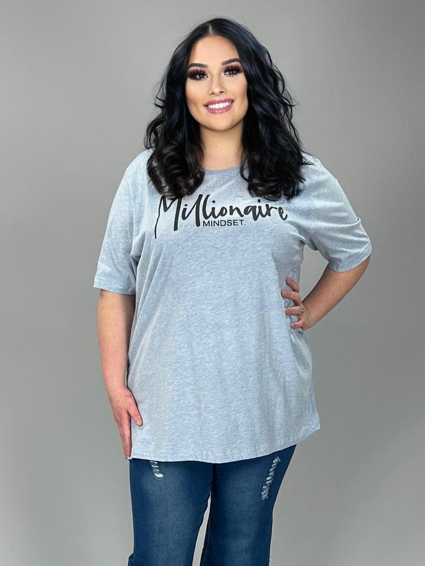 48 GT {Millionaire Mindset} Heather Blue Graphic Tee PLUS SIZE 3X