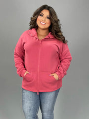 SALE!! OT-Q {Comfy Chic} ROSE Hoodie Jacket with Full Zipper PLUS SIZE 1X 2X 3X