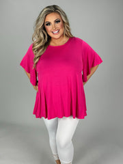 53 SSS-J {For The First Time} Fuchsia Angel Wing Sleeve Top PLUS SIZE 1X 2X 3X