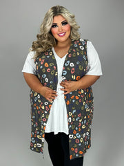 56 OT {Having Fun} Multi-Color Animal Print Vest PLUS SIZE 1X 2X 3X 4X 5X