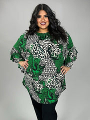 SALE!! 15 PQ {Fashion Forward} Green Mixed Print V-Neck Top PLUS SIZE 3X