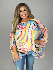 SALE!! 33 PSS-D {Just Having Fun} Umgee Pink Mix Print Lined Top PLUS SIZE XL 1X 2X