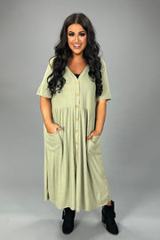 SALE!! 75 SSS {Simple Style} Sage Ribbed V-Neck Babydoll Dress PLUS SIZE 1X 2X 3X