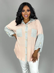 SALE!! 26 CP {Seen Differently} Blush Ribbed Top w/Stripes PLUS SIZE XL 2X 3X