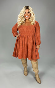 12 SQ {Spare my Heart} Rust Babydoll Square Neck Tunic}  PLUS SIZE 3X