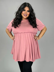 26 SSS {Casual Chic} Baby Pink Ruffle Babydoll Tunic EXTENDED PLUS SIZE 3X 4X 5X