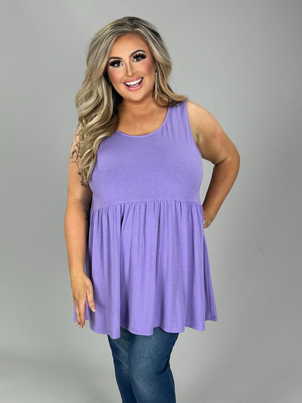 78 SV-C {Never Better} Lavender Sleeveless Babydoll Top PLUS SIZE 1X 2X 3X