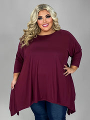 25 SQ {Change Your Mind} Wine Asymmetrical Top EXTENDED PLUS SIZE 3X 4X 5X