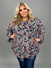 SALE!! 23 PQ {Living For The Moment} Black Paisley V-Neck Tunic EXTENDED PLUS SIZE 3X 4X 5X