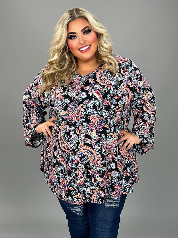 SALE!! 23 PQ {Living For The Moment} Black Paisley V-Neck Tunic EXTENDED PLUS SIZE 3X 4X 5X