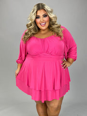 99 RP-B {On A Journey} Fuchsia Smocked Romper w/Belt  CURVY BRAND!!!  EXTENDED PLUS SIZE 2X 3X 4X 5X