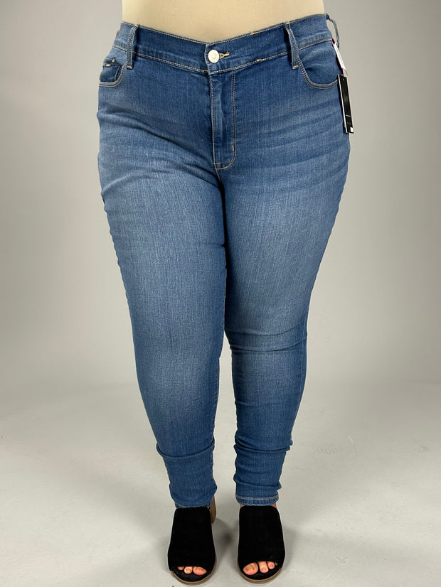 BT-H {Copperflash} Med. Blue Hi-Rise Slim Straight Jeans PLUS SIZE 14