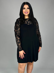 60 SD {Hidden Jewel}  Black Dress w/ Lace Sleeves  PLUS SIZE 1X 2X 3X