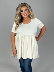 SALE!! 57 SSS-A {Getting The Best} Cream Babydoll Top PLUS SIZE 1X 2X 3X