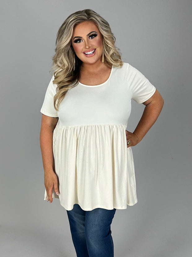 57 SSS-A {Getting The Best} Cream Babydoll Top PLUS SIZE 1X 2X 3X