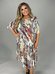 SALE!! 64 PSS-B {Quick To Smile} Beige Paisley Print Dress EXTENDED PLUS SIZE 4X 5X 6X