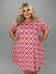 11 PSS {Think Pretty} Coral/Pink Print Dress w/Pockets EXTENDED PLUS SIZE 4X 5X 6X