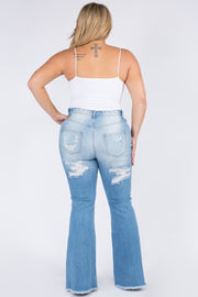 SALE!! BT-99 {The Map} Med. Blue Distressed Flare Jeans PLUS SIZE 1X 2X 3X