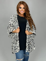 SALE!! 13 OT-F {Love Crush} Umgee Ivory Leopard Print Kimono PLUS SIZE XL 1X 2X