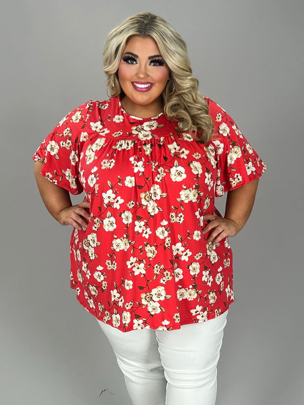 41 PSS {Floral Era} Red Floral Top EXTENDED PLUS SIZE 4X 5X 6X