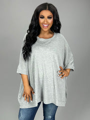 SALE!! 20 SSS-X {Free Forever} H. Grey Oversized Top PLUS SIZE 1X/2X  2X/3X