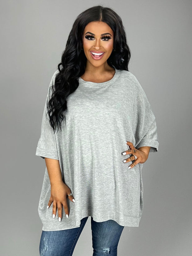 SALE!! 20 SSS-X {Free Forever} H. Grey Oversized Top PLUS SIZE 1X/2X  2X/3X