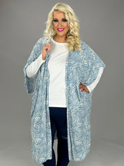 SALE!! 28 OT-S {Story Teller} Blue Zebra Print Kimono PLUS SIZE XL 2X 3X