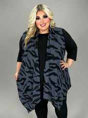 21 OT [Caught Up in You} Cobalt Animal Print Vest EXTENDED PLUS SIZE 3X 4X 5X