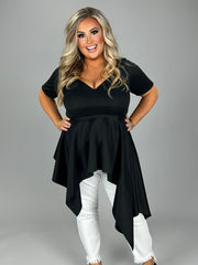 26 SSS-S {City Lights}  Black Sweetheart Peplum Top PLUS SIZE 1X 2X 3X