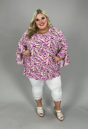 20 PQ {Pages Turned} Purple Swirl Cascading Sleeve Top EXTENDED PLUS SIZE 4X 5X 6X