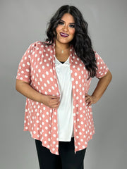 23 OT {Calling All Dots} Dusty Pink Polka Dot Cardigan PLUS SIZE XL 2X 3X