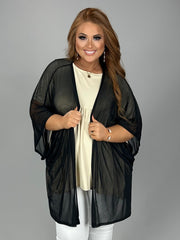 67 OT-C {Gala Ready} Black Kimono PLUS SIZE 1X 2X 3X