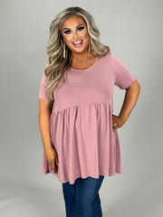 SALE!! 43 SSS-M {Feeling The Love} Light Rose  Babydoll Tunic PLUS SIZE 1X 2X 3X