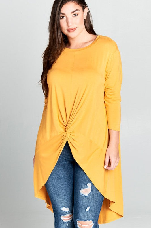 30 SQ {Defying Expectations} Mustard Hi-Lo Tunic