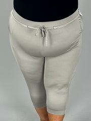 BT-O {New Rules} Grey Capri Joggers w/Pockets EXTENDED PLUS SIZE 5X