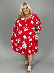 18 PQ {Come A Little Closer} Red White Flower Print Dress EXTENDED PLUS SIZE 3X 4X 5X