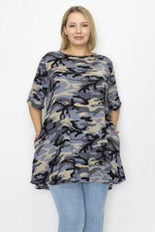 87 PSS {Camo For The Win} Navy Camo Printed Top EXTENDED PLUS SIZE 3X 4X 5X