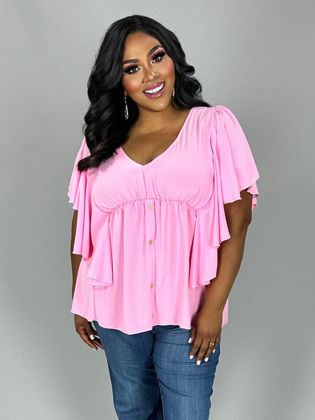 SALE!! 35 SD-Z {Euphoric Moment} Pink V-Neck Top PLUS SIZE 1X 2X 3X