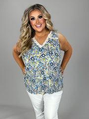 SALE!! SV-A/M-109 {Style & Co} Blue Floral Sleeveless Top Retail $56.50