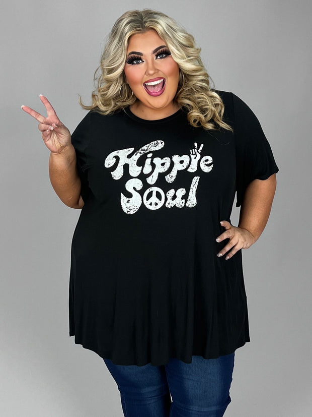 SALE!! 30 GT-M {Hippie Soul} Black Short Sleeve Graphic Tee CURVY BRAND!!! PLUS SIZE XL 2X 3X (May Size Down 1 Size}