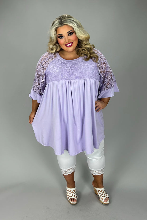 40 SSS {In The Details} Lilac Floral Lace Babydoll Tunic CURVY BRAND EXTENDED PLUS SIZE 1X 2X 3X 4X 5X 6X