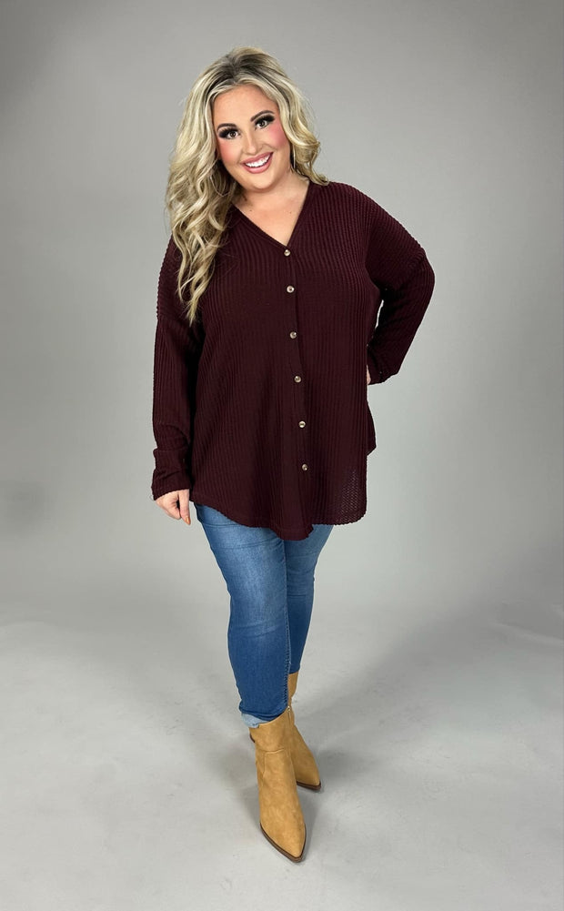 50 OT-C {Endearing Moments} Burgundy Raw Hem Cardigan PLUS SIZE 1X 2X 3X