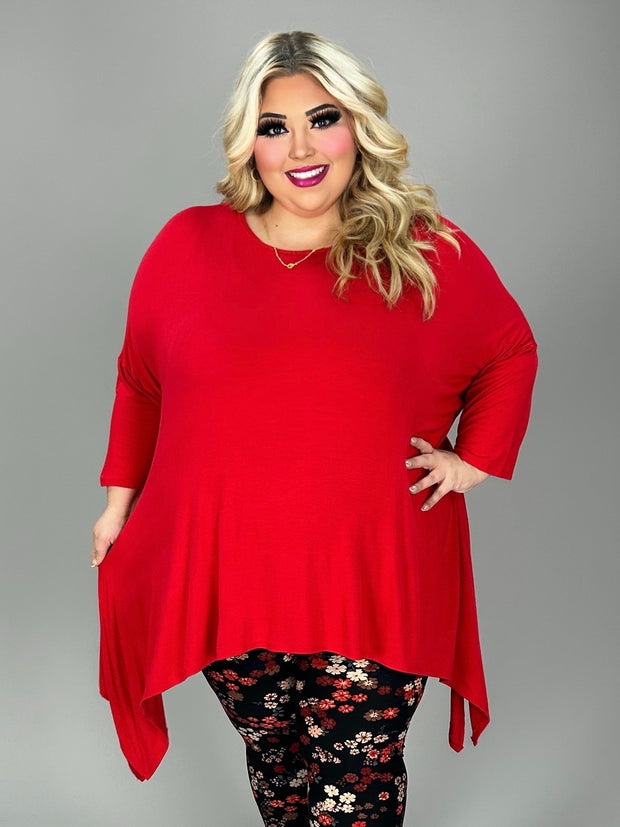 27 SQ {Change Your Mind} Candy Apple Red Asymmetrical Top EXTENDED PLUS SIZE 3X 4X 5X